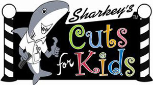 Sharkey's Cuts for Kids and Sharkey's Hair It Is Logo
